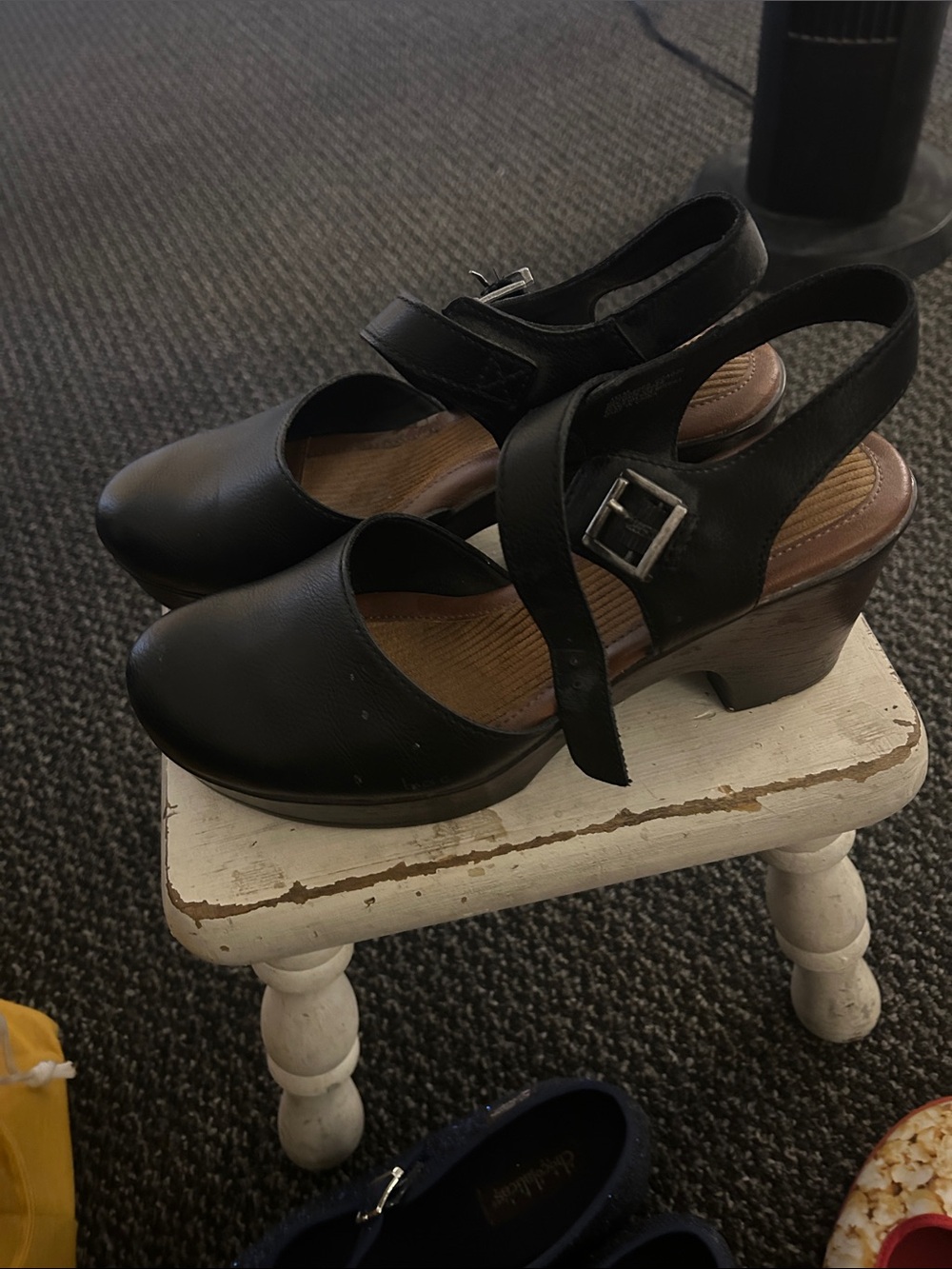 boc Black Slingback Clog Heels with Buckle